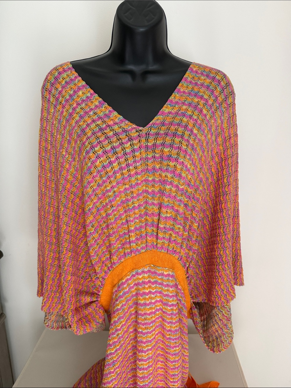Mango NWT Multicolor Knit Maxi Dress with Orange Accent